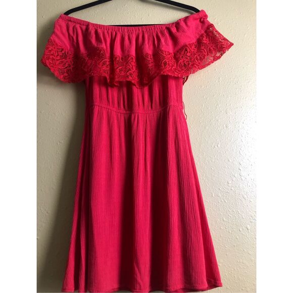 MAUDE DRESS RED ELASTIC WAIST Off Shoulder Size S - Picture 3 of 13